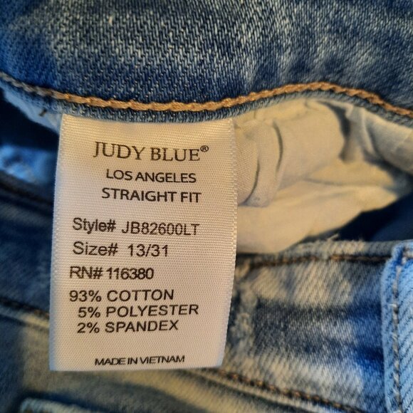 Judy Blue Jeans Womens 13/31 Straight Distressed 90s Boho Light Wash Festival - Picture 9 of 14